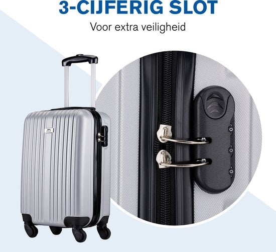 Slazenger Kofferset 2 Delig - Handbagage Trolley 26L en Ruimbagage Koffer 71L - Zilver