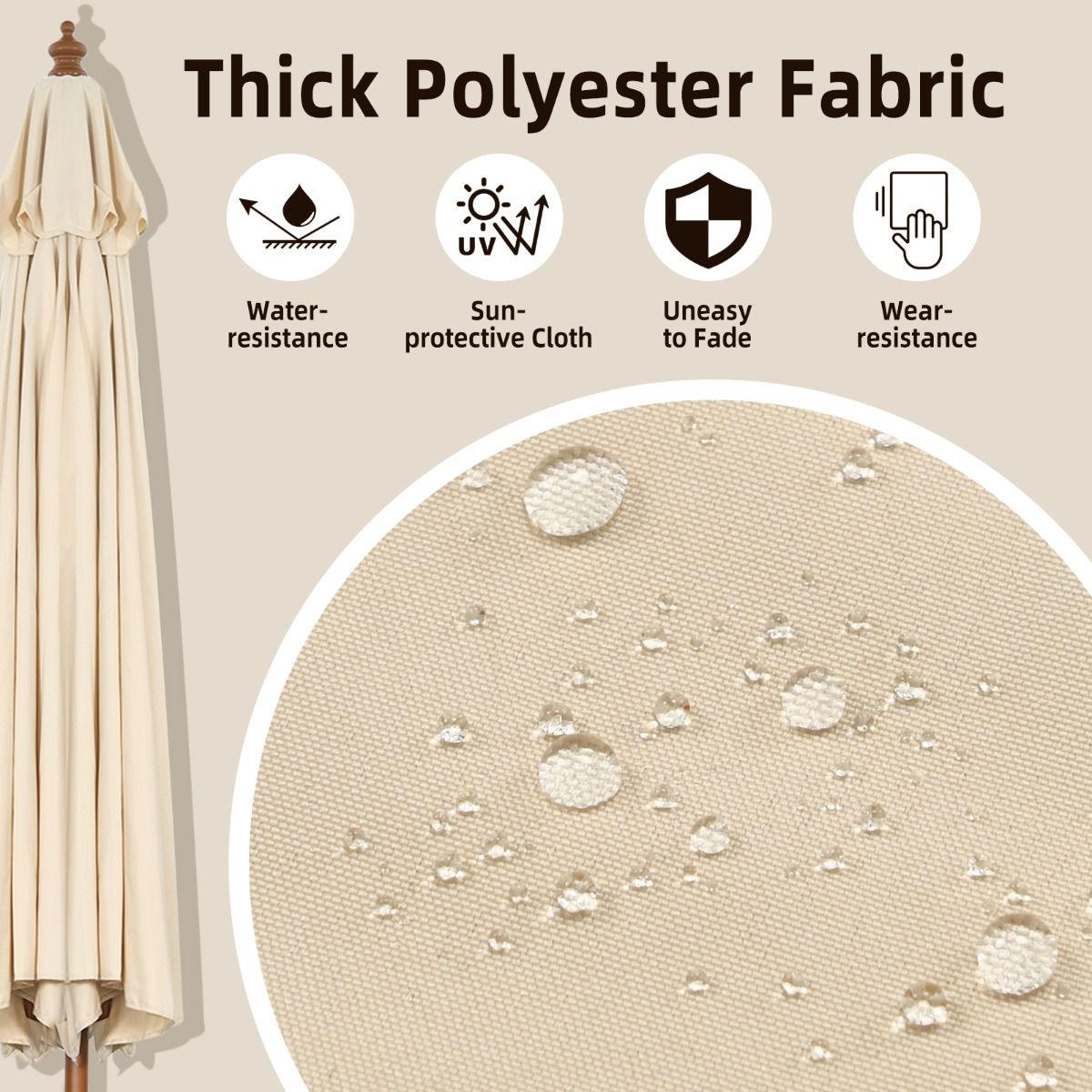 Coast Parasol met 8 Baleinen Kantelbaar - Beige - 300 cm