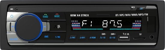 Strex autoradio met Bluetooth voor alle voertuigen USB, AUX en handsfreeset zwart