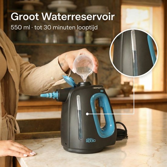 CleanKoala 2-in-1 Stoomreiniger – 15 sec Opwarmtijd – 30 min lang stomen– Incl. 12 Accessoires & 3 extra doekjes