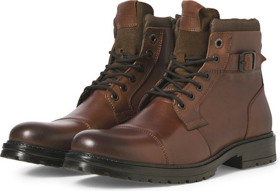 Jack & Jones Dexter Leather Boots - Heren - Leer - Vetersluiting - Rubber Zool - Bruin - Maat 45