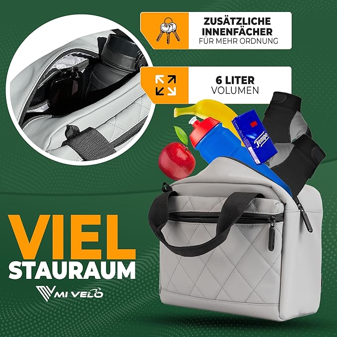 MIVELO Stuurtas – Waterafstotend & Klickfix-Compatibel – 7 liter – Grijs