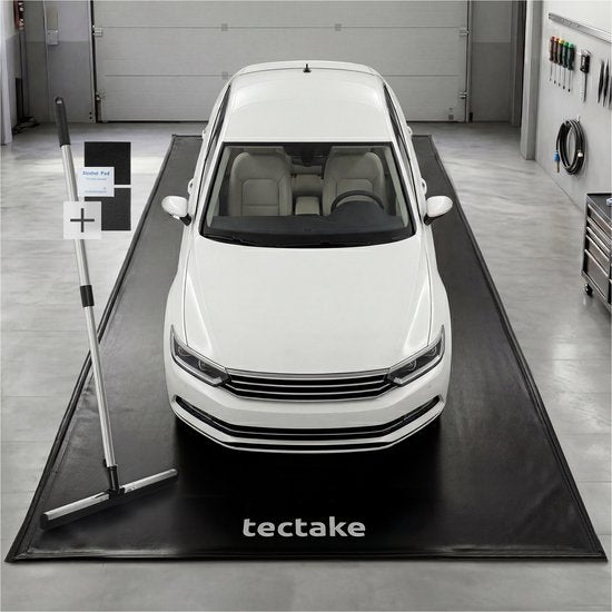 tectake® Garagemat - Vloermat - 550 x 240 cm - Antislip en Waterdicht - Inclusief Uitschuifbare Trekker, Klittenbandpads en Alcoholdoekjes - Milieumat - Werkplaatsmat - Voor Garage, Motor en Auto
