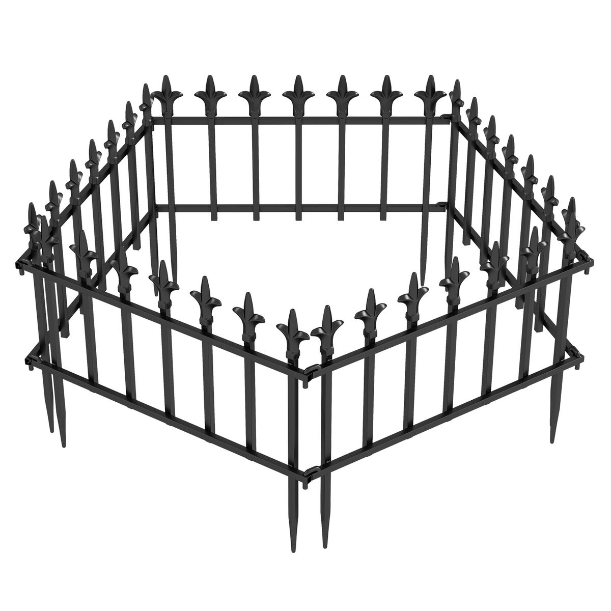 Coast Tuinhekset - 5-delig metalen opvouwbaar hek - flexibel en decoratief - zwart 56 x 44 cm
