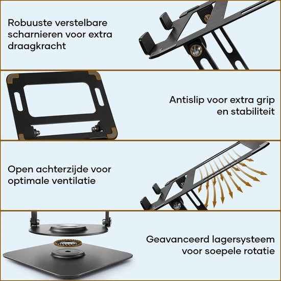 Villux Laptop Standaard Ergonomisch - Laptop Standaard Verstelbaar - Laptophouder - Laptopstandaard - Laptop Verhoger - Laptop Standaard Opvouwbaar - Inclusief Ebook - Inclusief Muismat