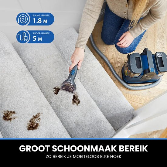 Vacmaster Easyclean Thermo - Verwarmde Tapijtreiniger - Vlekkenreiniger Verwarmbaar tot 50 °C - Reinigingsmachine met Verwarmingsfunctie - Meubelreiniger 1200W - Zetelreiniger met Schoonmaakmiddel