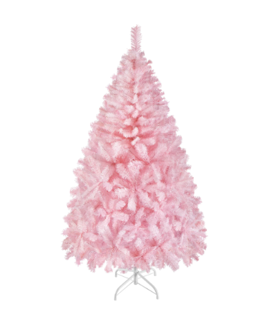 Yaheetech Kunstkerstboom 154 cm - Roze - 398 Takken - Opvouwbare Standaard