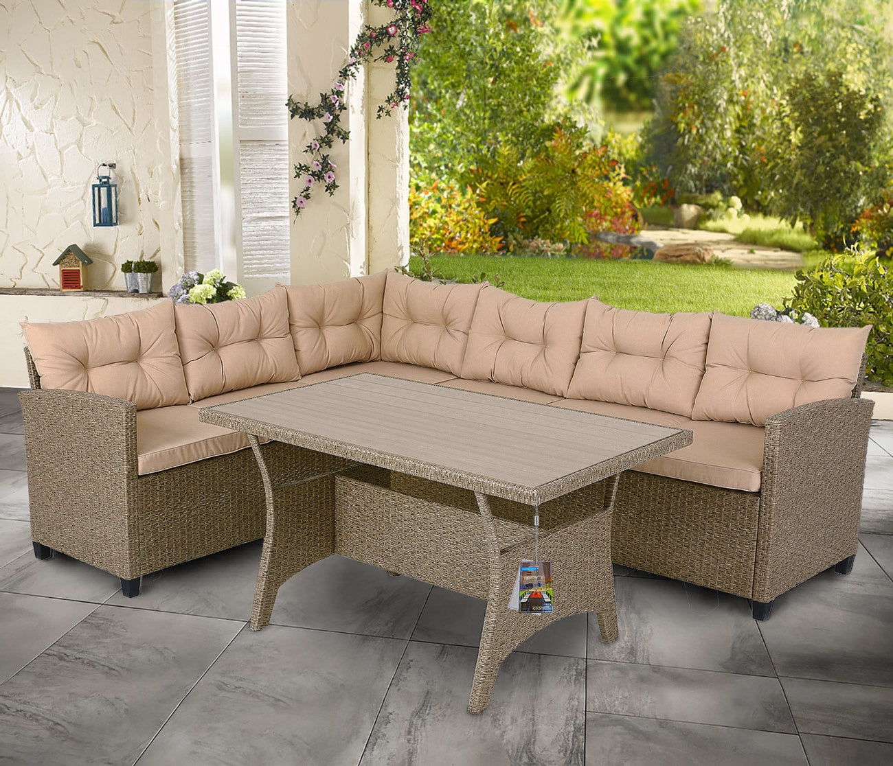 Casaria Loungeset 16-delig Grijs/Beige Kunststof