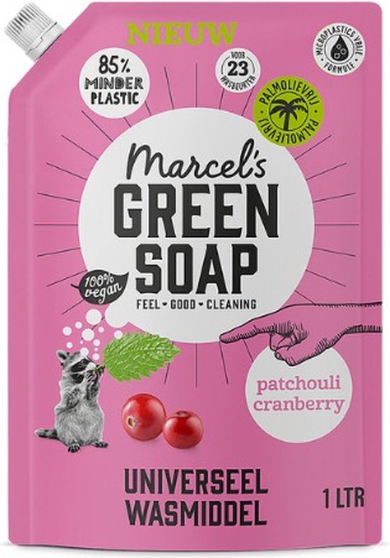Marcel's Green Soap Wasmiddel Navul Patchouli & Cranberry 23 Wasbeurten 1 liter