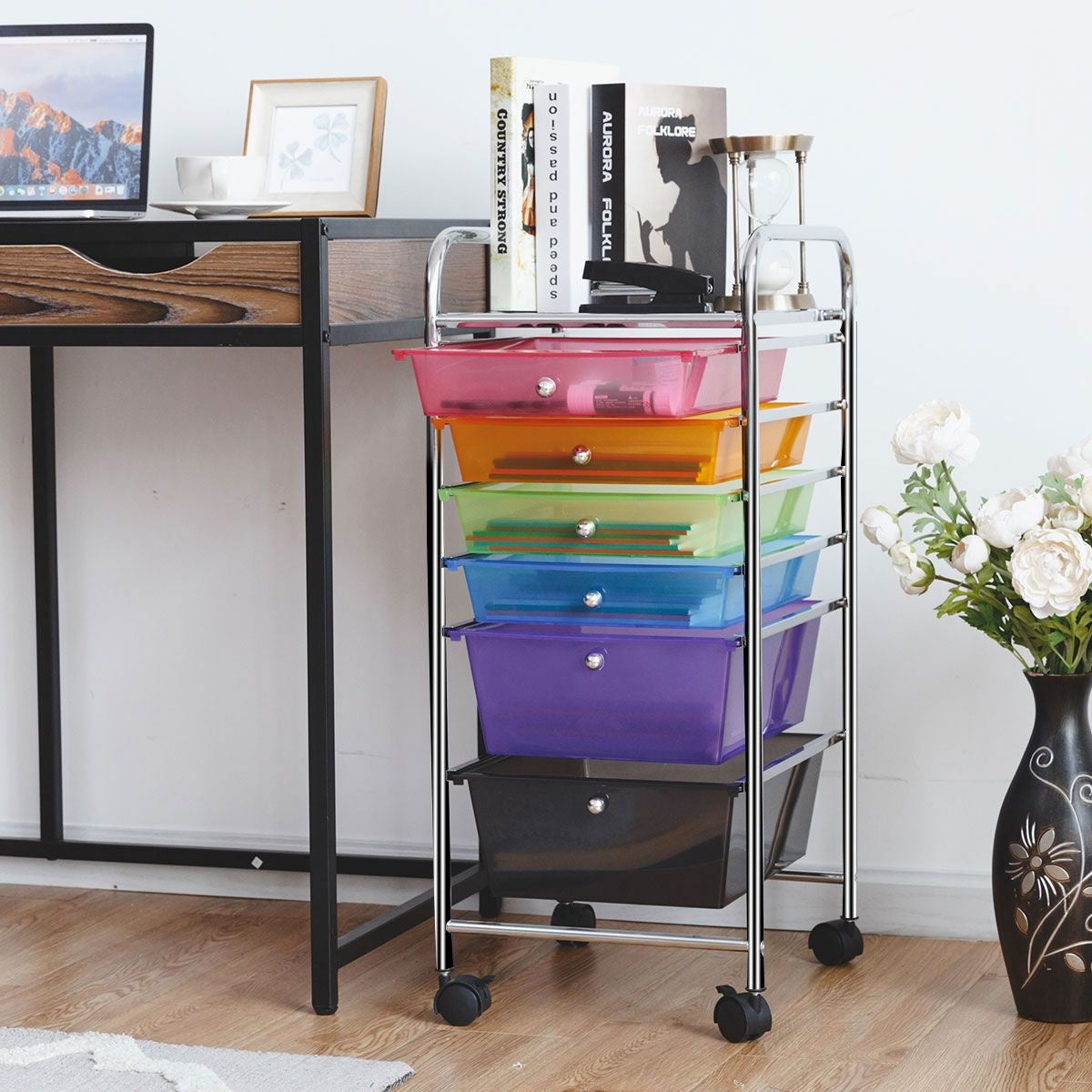 Badkamertrolley Rolcontainer met laden - Veelkleurig - 37 x 74 x 32 cm - PP-materiaal