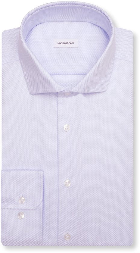 Seidensticker regular fit overhemd - mouwlengte 7 - structuur - blauw - Strijkvrij - maat  44