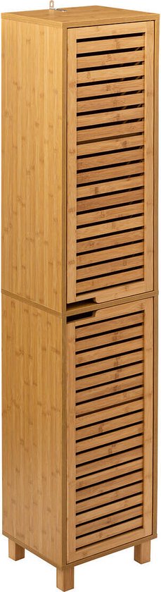 5Five Kolomkast - hoog - 34 x 24 x 170 cm - bamboe - bruin - badkamerkast - badkamer meubel
