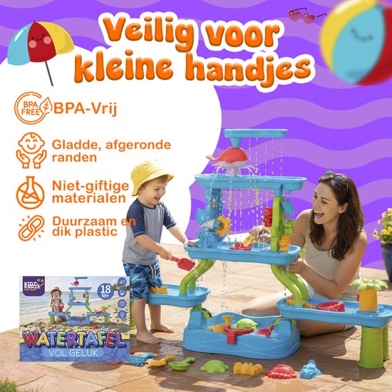 KidzKraze® Watertafel XL - Buitenspeelgoed – Watertafel - Sensorisch Speelgoed - Activiteiten Tafel – Waterbaan - Zandtafel Voor Kinderen - Waterspeeltafel Speelgoed - Incl. Accessoires