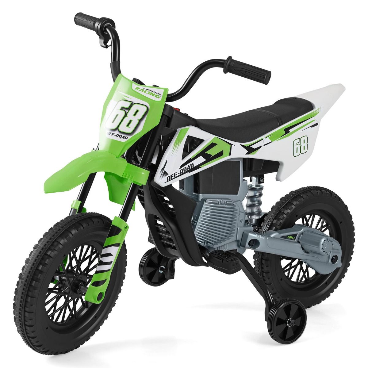 Coast Elektrische Kinder Motorfiets - muziek en Bluetooth - afneembare zijwieltjes - groen
