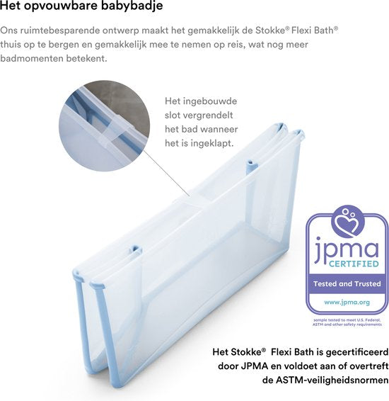 Stokke Flexi Bath XL (Ocean Blue) met ondersteuning voor pasgeborenen - Duurzaam en gemakkelijk op te bergen - Handig thuis of op reis - Geschikt voor kinderen van 0-6 jaar