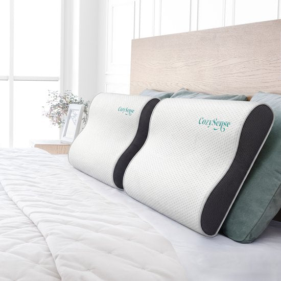 CozySense® Hoofdkussen - Orthopedisch Pillow - Ergonomisch Kussen - Traagschuim Slaapkussen - Incl. Kussensloop & Draagtas – Stevige Hardheid - voor Zij, Buik en Rug Slapers