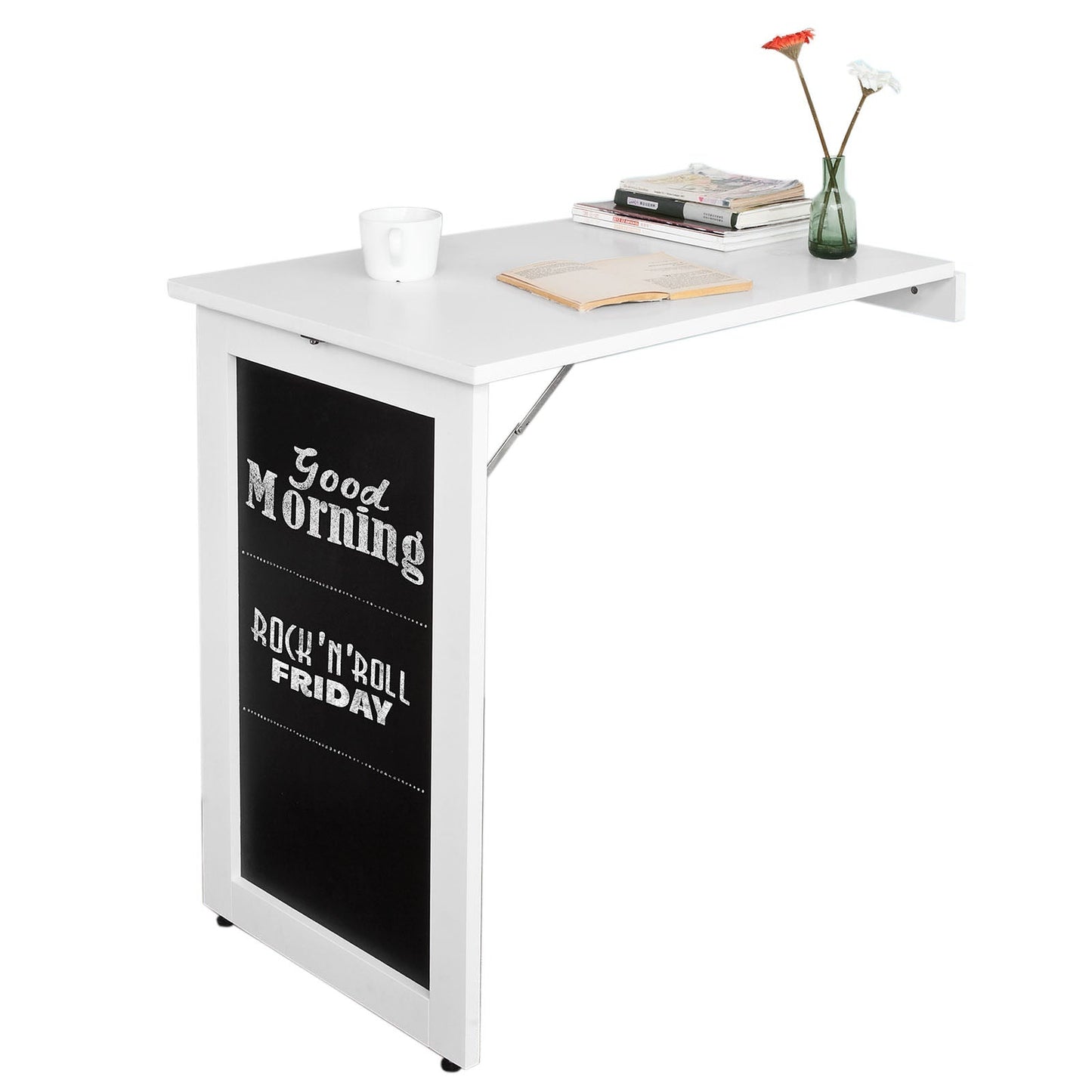 SoBuy FWT03-PF Eettafel inklapbaar met krijtbord- Max. 80 kg - 75 x 50 x 76 cm - Wit