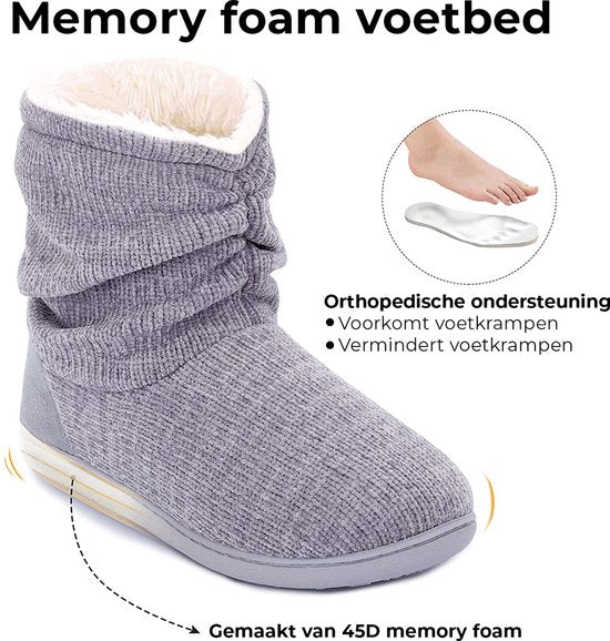 Pantoffels Dames - Sloffen - Maat 40/41 - Grijs - Anti-slip - Comfeet