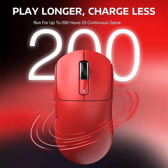 ATTACK SHARK Draadloze Gaming Muis - Bedraad/2.4G/BT5.4 - Lichtgewicht 49G - PAW3395 - 26000DPI - Rood