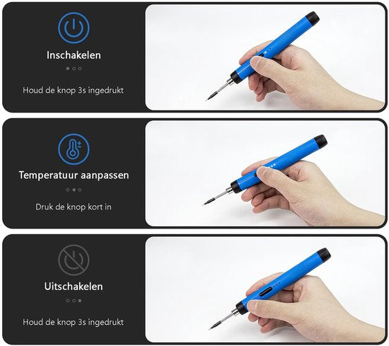 Tech Essentials Draadloze Soldeerbout - 8W - USB-C - Met Tin - Kit - Fijnsoldeerwerk - Pen - Accu - Soldeerset - Solder - Elektrisch Gereedschap - Oranje