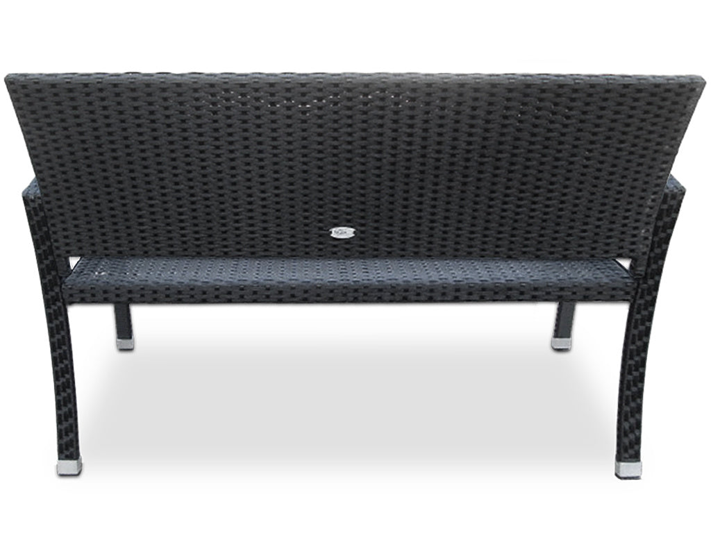 Casaria Tuinbank – 2-zits Polyrattan – UV-bestendig – 122 x 58 x 87 cm – Zwart