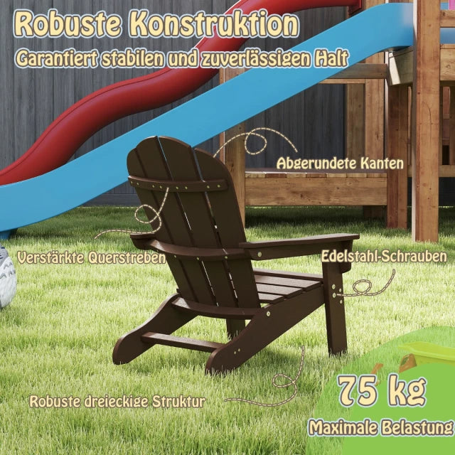 Coast Kinder Tuinstoel Bruin – HDPE Relaxstoel met Ergonomische Rugleuning – 53,5 x 52 x 64 cm