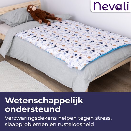 Nevali Verzwaringsdeken Kind Hoes - Duvet Cover Kids 140x200 cm - 4 Seizoenen - Blauw Minky Dot - Fleece Deken Kinderen en Baby