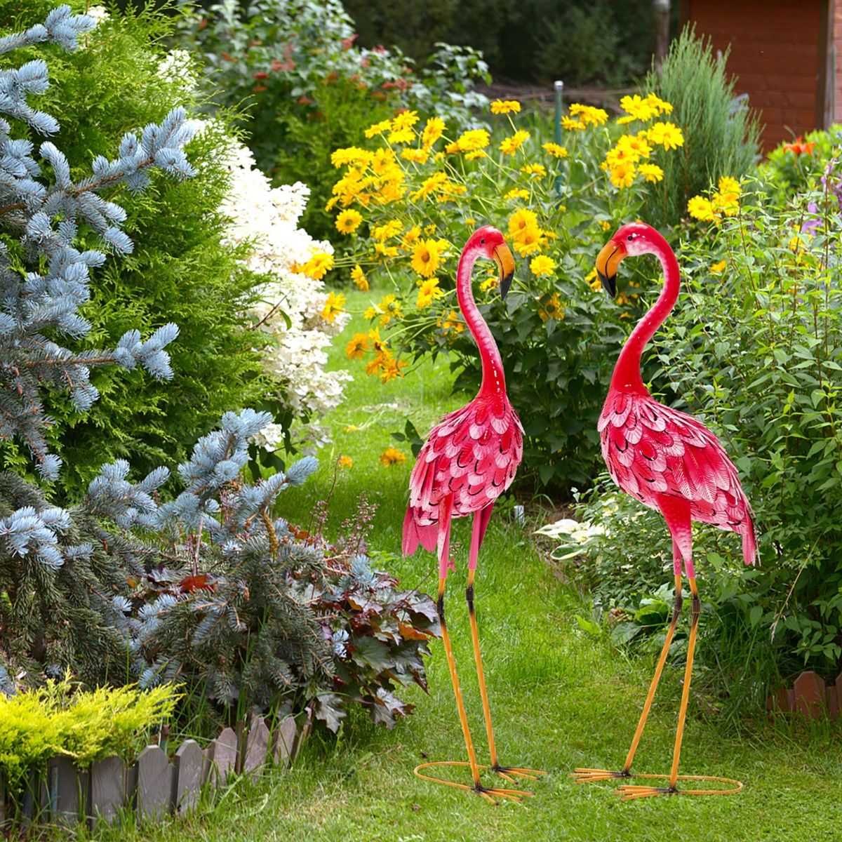 Coast Flamingo tuinbeelden - Set van 2 - Metaal - Roze
