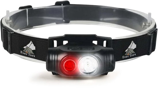 Ever Trex Ultra Light Hoofdlamp LED Oplaadbaar - Wit En Rood Licht - 150Lumen - Kantelbaar - Hardlopen - Noodpakket - Kamperen - Camper