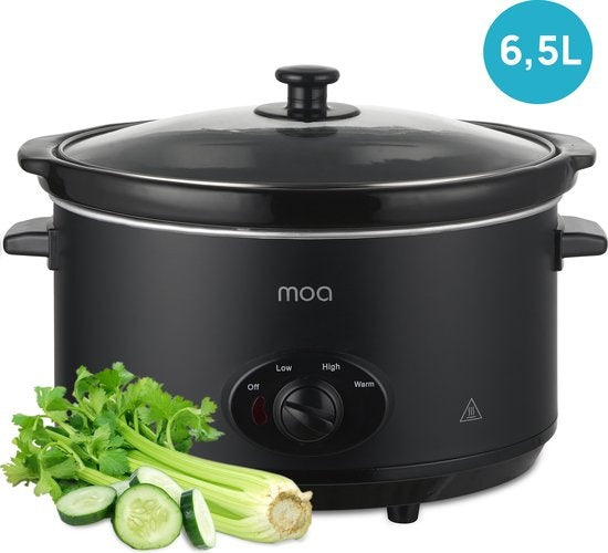 MOA Slowcooker - 6,5 liter - Keramische Binnenpan - Zwart - SC65B