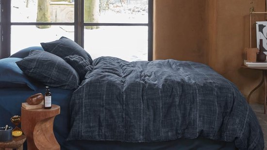 Vtwonen Vintage Indigo dekbedovertrek - Lits-Jumeaux - 240x200/220 - Donker Blauw