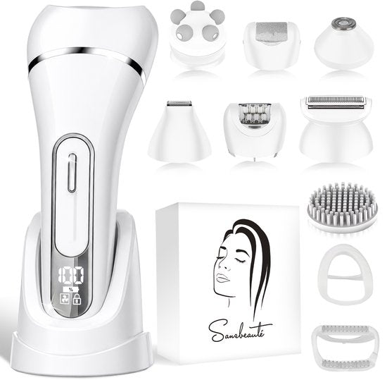 Sansbeauté® 7 in 1 Ladyshave voor Vrouwen - Gezicht - Oksels - Benen - Epilator - Trimmer voor Vrouwen & Dames - Bikinitrimmer Dames - Trimmer Vrouw Intiem - Scheerapparaat Vrouw