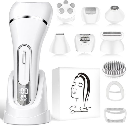 Sansbeauté® 7 in 1 Ladyshave voor Vrouwen - Gezicht - Oksels - Benen - Epilator - Trimmer voor Vrouwen & Dames - Bikinitrimmer Dames - Trimmer Vrouw Intiem - Scheerapparaat Vrouw