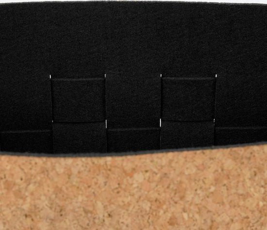 Mica Decorations Opbergmand - Set van 3 - L40 x B30 x H30 cm - Kurk/Vilt - Zwart