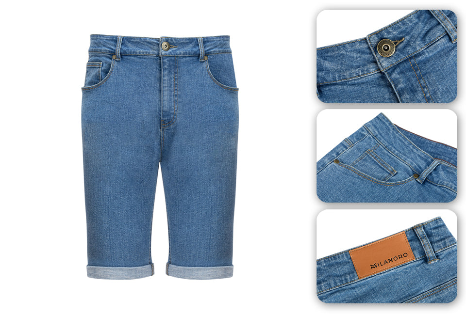Milanoro - L - Denim shorts - Heren - Lichtblauw