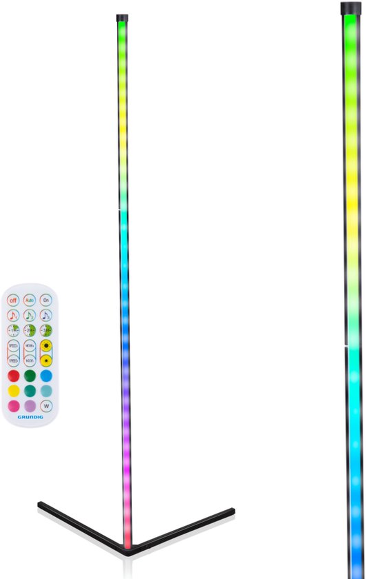 Grundig Hoeklamp - LED - RGB - Muzieksensor - 140 cm - Meerkleurig