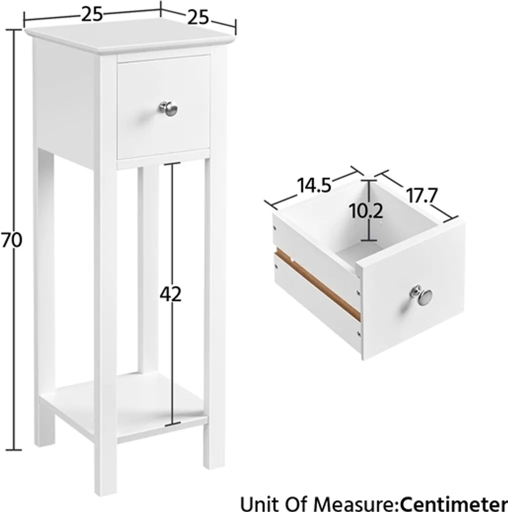 Yaheetech Set van 2 Nachtkastjes met Lade en Open Vak - Wit - 25 x 25 x 70 cm