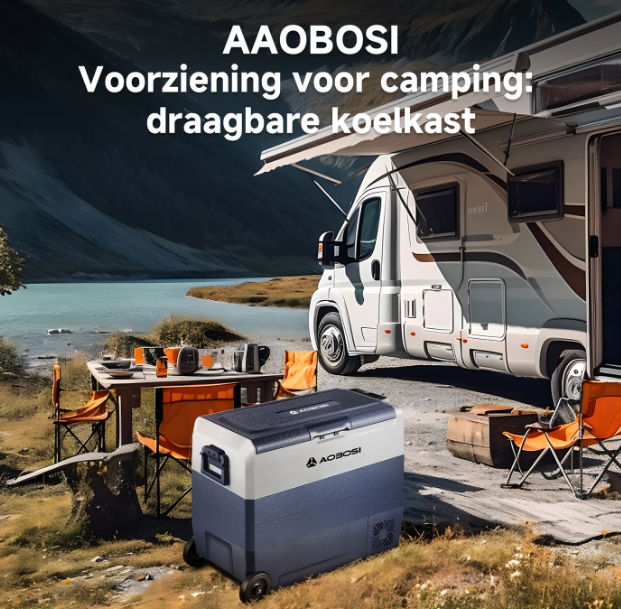 AAOBOSI 60L Compressor Koelbox Dual Zone - App-bediening - 12/24V & 230V - Zwart