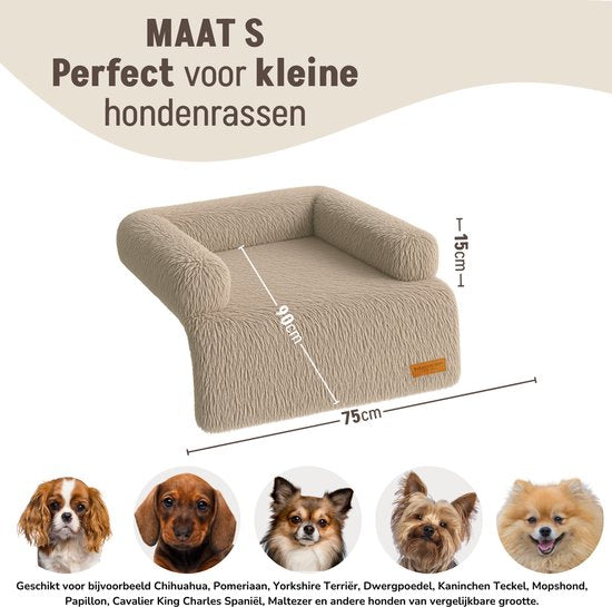 By Cee Cee Origineel Hondendeken Bank – Hondenkleed Bank - Hondenmand - Premium - Volledig Afritsbaar - Mokka Taupe - 75x90 - Maat S