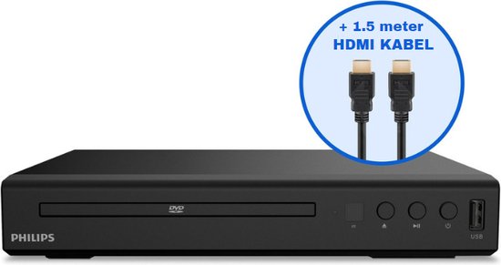 Philips - DVD-speler TAEP200  - Incl. HDMI Kabel -15 watt - Zwart - 22.5x19.6x4.3 cm