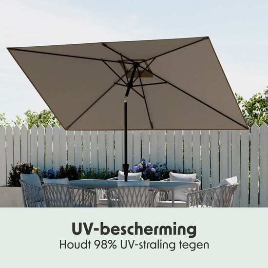 LifeGoods Parasol - Tuin - 200x300cm - 30° Kantelbaar - Waterdicht - UPF50+ - Taupe