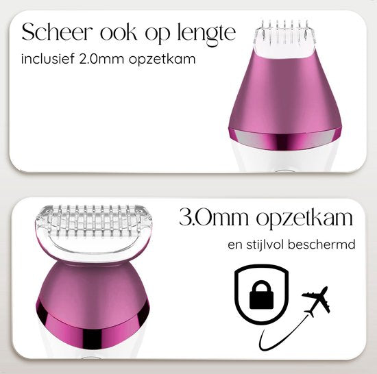 Sansbeauté® 6-in-1 Ladyshave - Gezicht - Oksels - Benen - Bikinilijn - Scheerapparaat Vrouw - Epilator - Epileerapparaat Dames - Trimmer Vrouw - Bikinitrimmer - USB Oplaadbaar