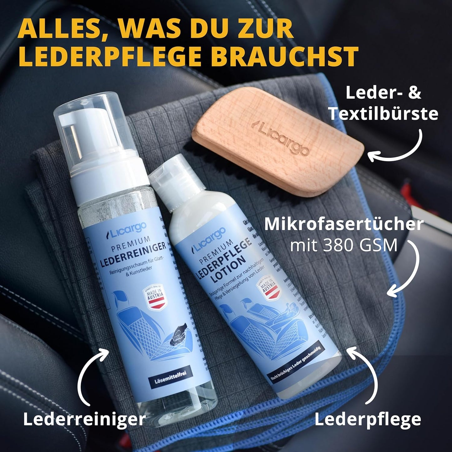 Licargo - Auto lederreiniger schuim - voor glad leer en kunstleer - 200 ml