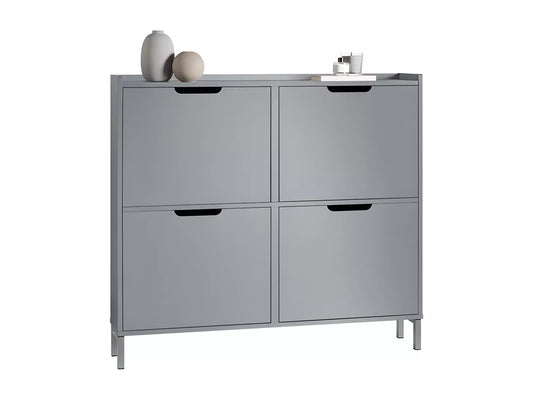 SoBuy Schoenenopbergkast Schoenenkast Schoenenkast 4 kleppen Halkast Schoenenopbergkast – Grijs, 100x19x90cm, FSR100-HG