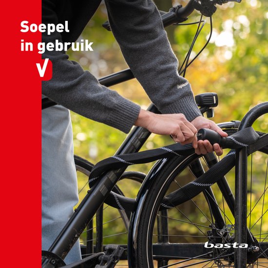 Basta Kettingslot - ART 2 Fietsslot - Gehard Stalen Ketting - Slot met Keurmerk voor Elektrische Fietsen en Fatbike - 110 cm lang