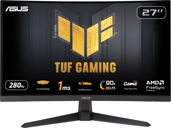 ASUS TUF Gaming VG27VQM1B - FHD Gebogen Gaming Monitor - 280Hz - FreeSync Premium - 27 Inch