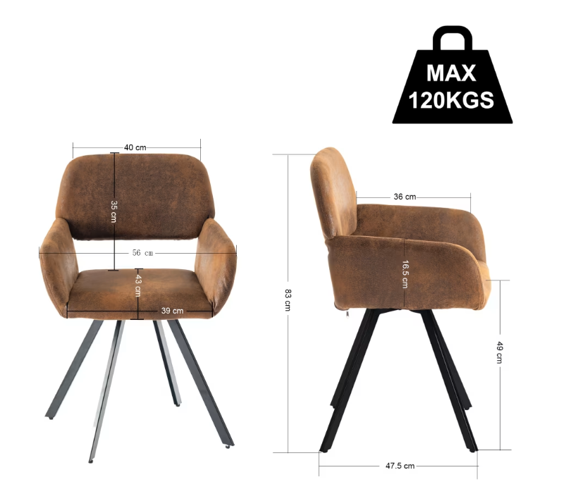 URBAN MEUBLE Eetkamerstoel California suede (set van 2)