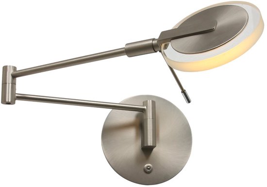 Steinhauer Turound LED - Wandlamp Modern - Staal - H:17cm - Ø:14cm - Universeel - Voor Binnen - Metaal - Wandlampen - Slaapkamer - Woonkamer