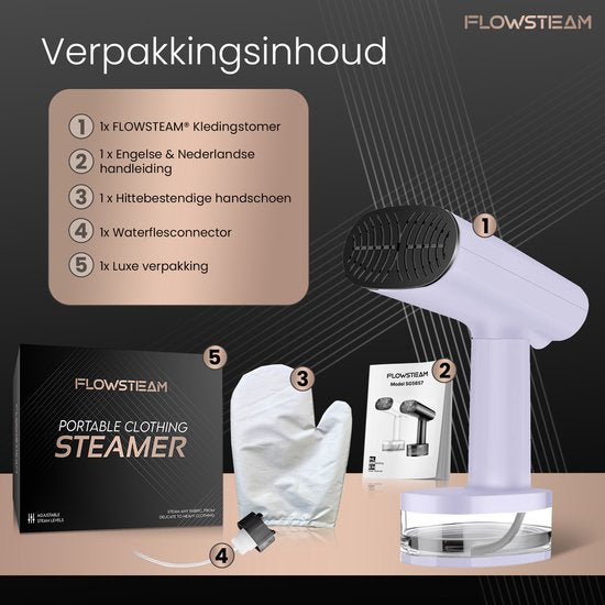 FLOWSTEAM® Luxe Kledingstomer - Handstomer - Stoomapparaat Kleding - Lavender Edition