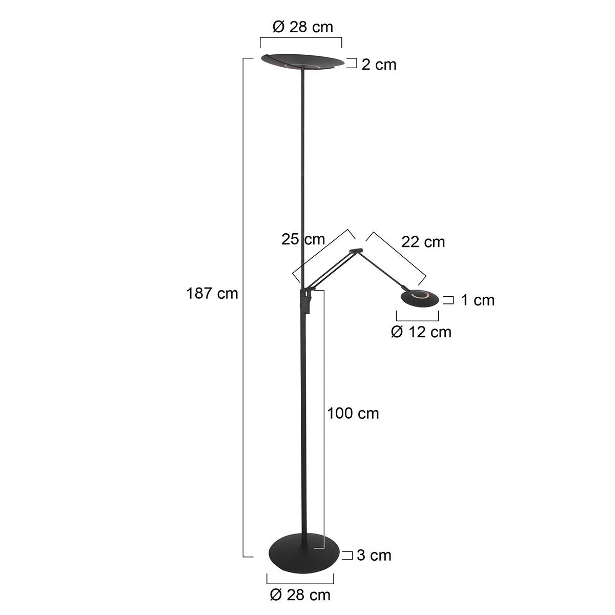 Steinhauer Exclusive - vloerlamp - Zenith2 - zwart - kunststof metaal - design lamp - LED - 4390ZW